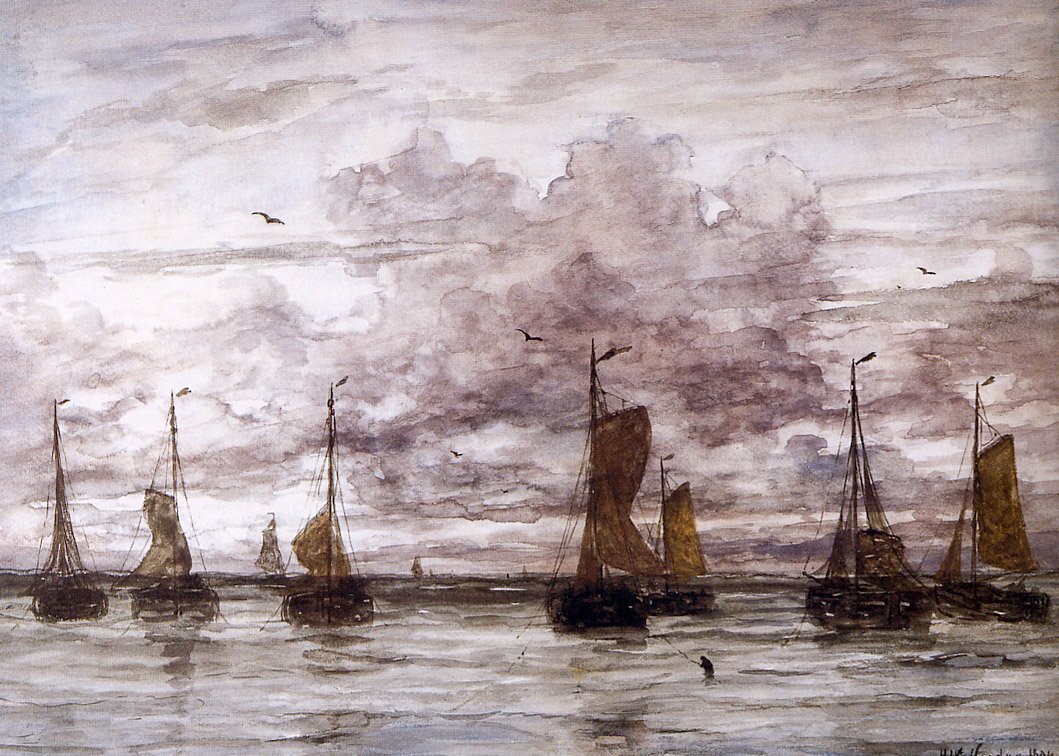 Navios na âncora de Hendrik Willem Mesdag