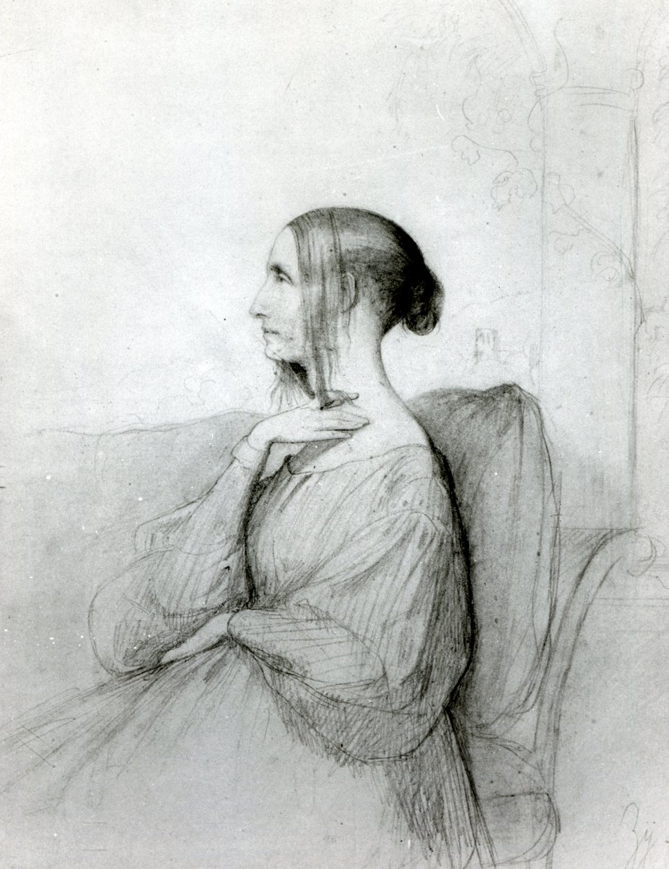 Retrato de Marie d&39;Agoult (1805-76) de Henri Lehmann