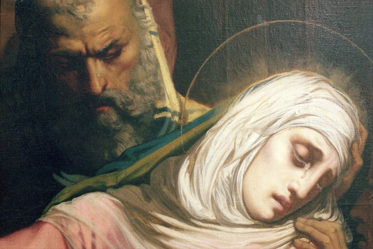 Virgem Maria no pé da cruz, 1847 (detalhe) (ver também 248129 e 252683) de Henri Lehmann