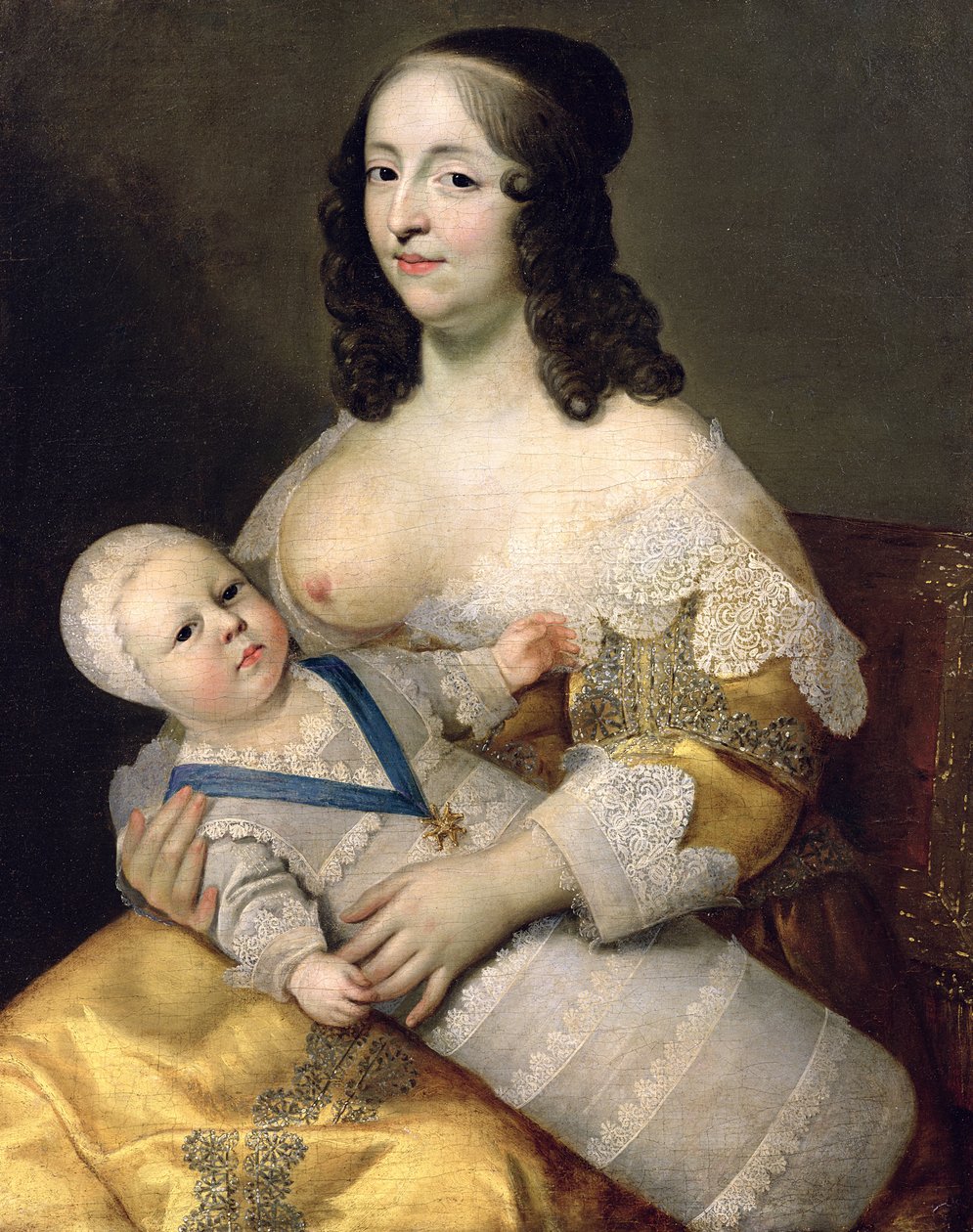 O dauphin Louis da França (1638-1715) e sua Nursemaid, Dame Longuet de la Giraudière, c.1638 de Charles Beaubrun