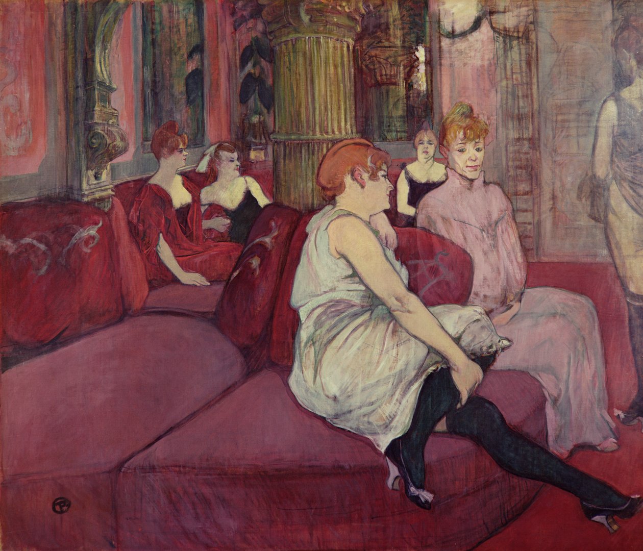 No Salon na Rue des Moulins, 1894 (carvão e óleo sobre tela) de Henri de Toulouse Lautrec