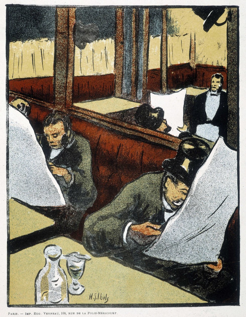 No café - desenho de Henri Gabriel Ibels