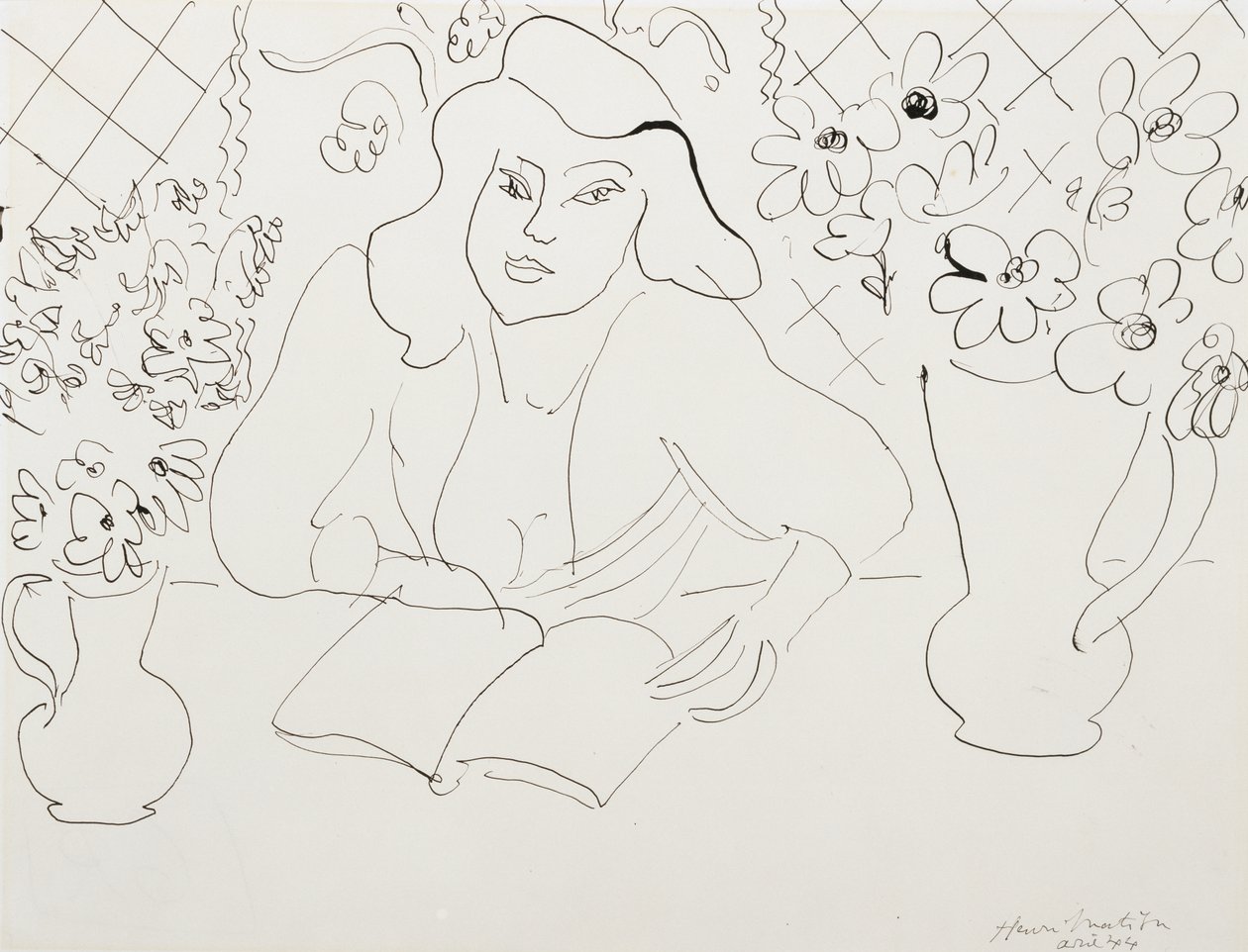 Modelo com um livro de Henri Matisse