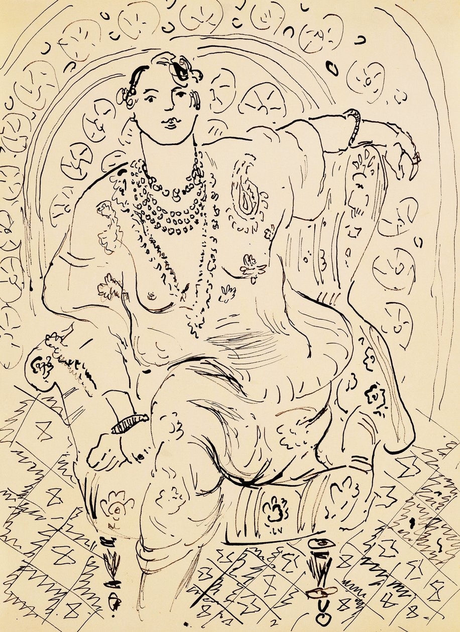 Odalisca com fundo florido de Henri Matisse