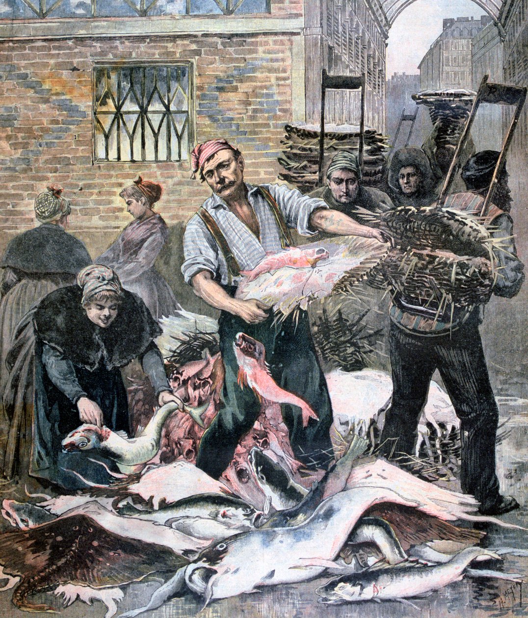 O mercado de peixe, Paris, 1893 de Henri Meyer
