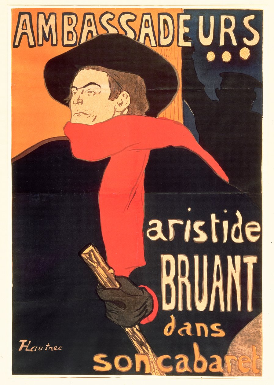 Embaixadores: Aristide Bruant, 1892 de Henri de Toulouse Lautrec