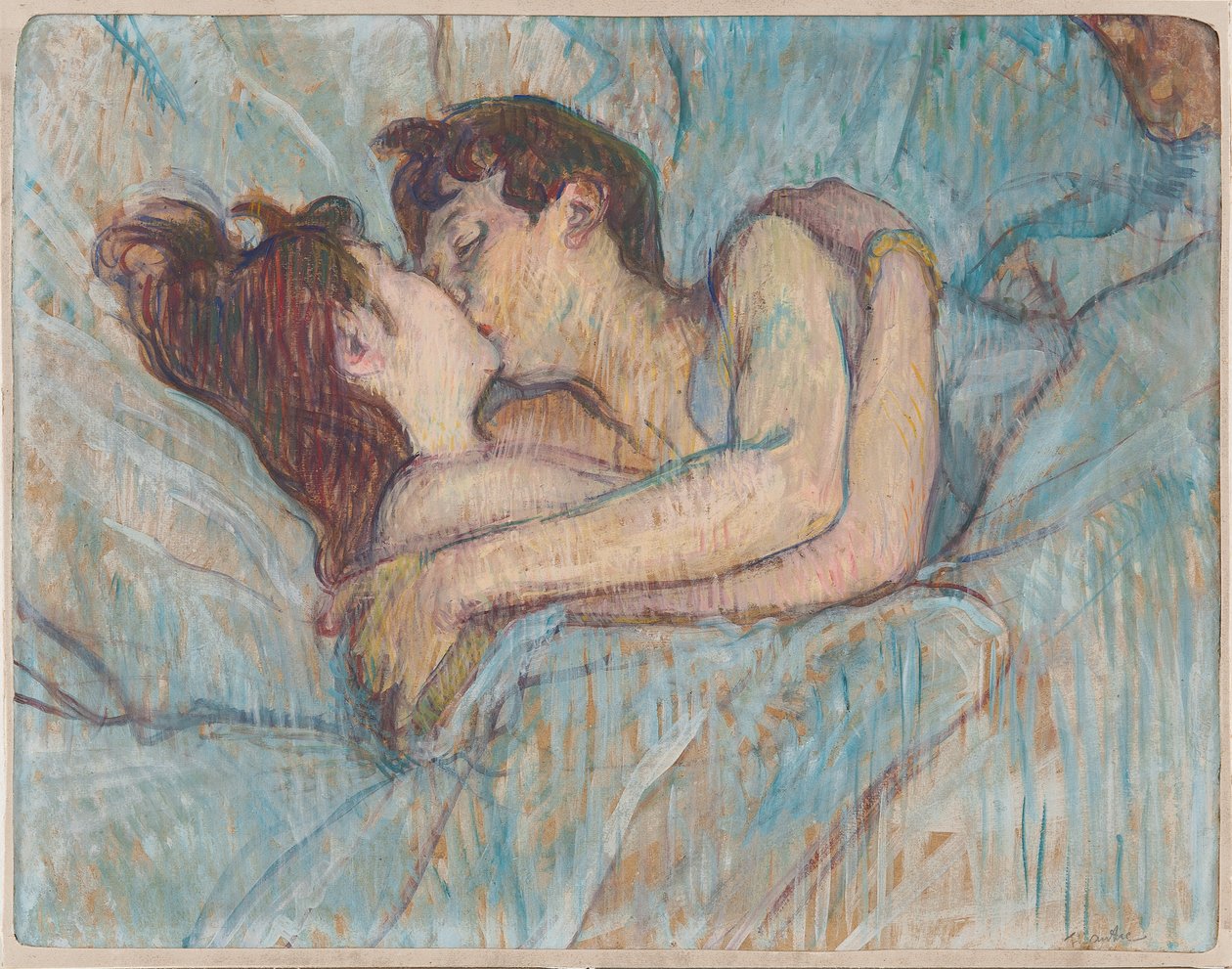 Na cama: O beijo, 1892 de Henri de Toulouse Lautrec