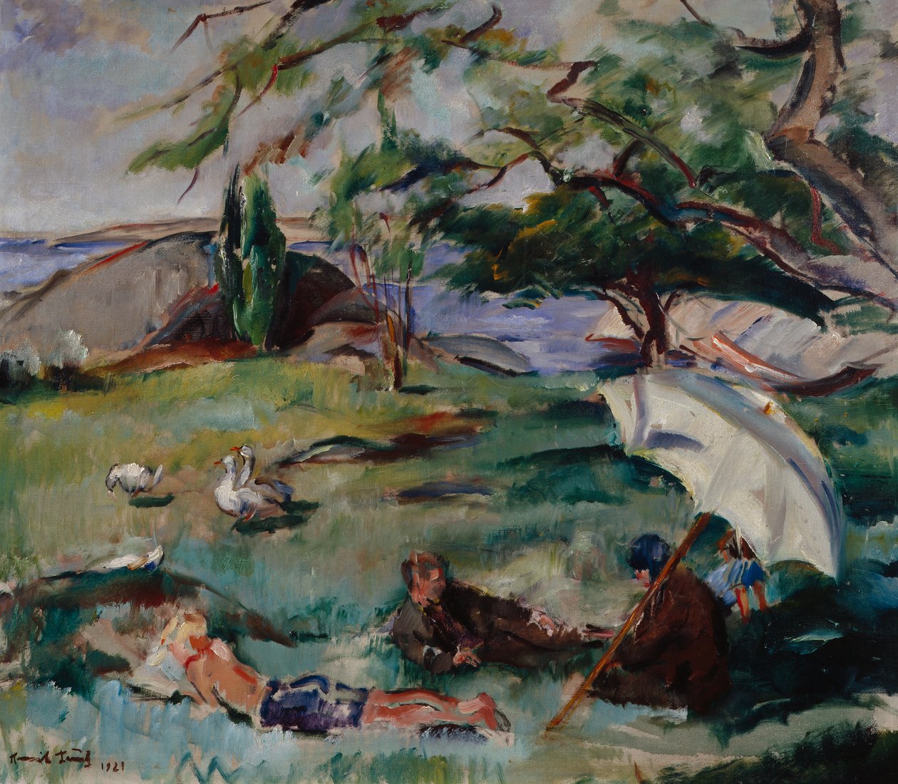 Paisagem de Verão com pessoas de Henrik Lund