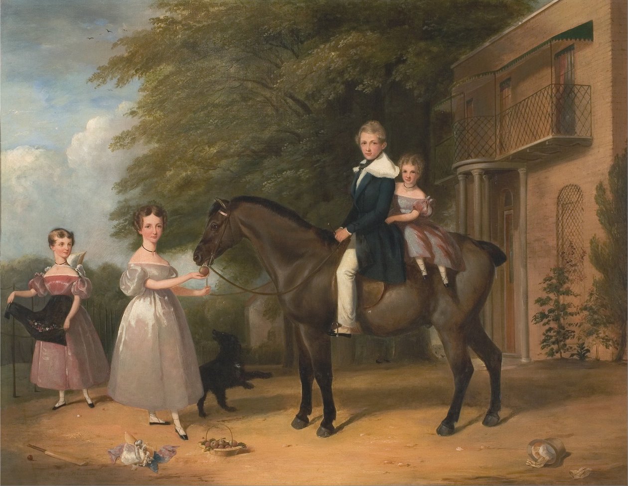 Crianças, com, cavalo, e, cão de Henry Barraud