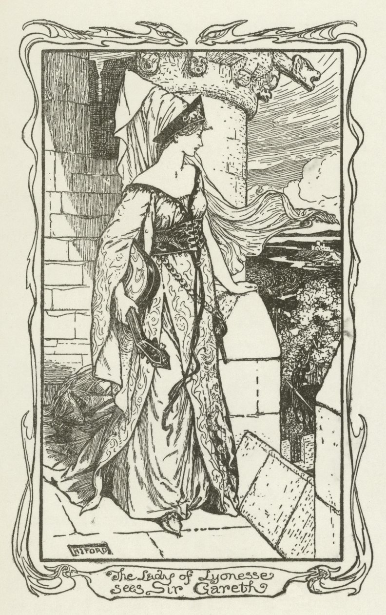 A Senhora do Lyonesse vê Sir Gareth de Henry Justice Ford