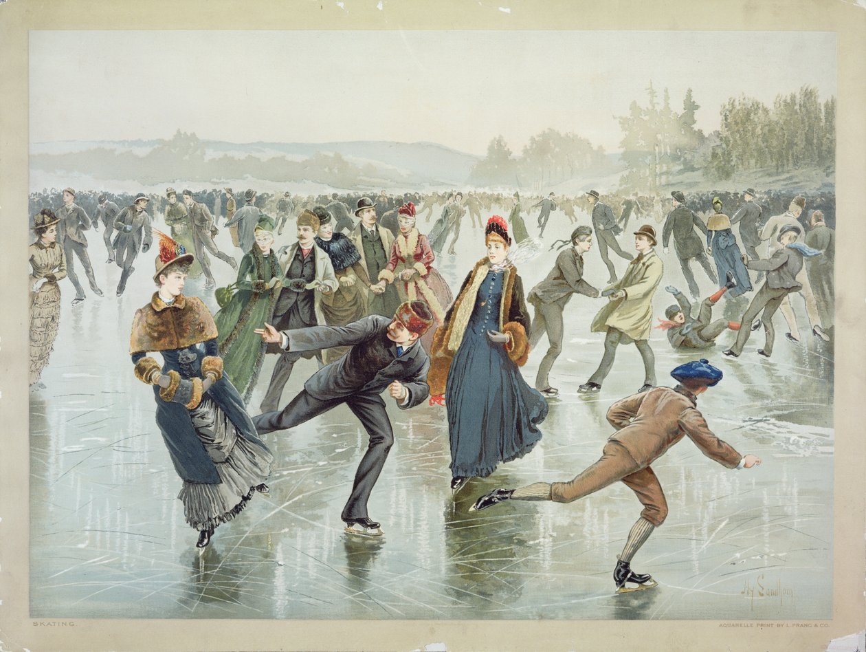 Patinando, publicado por L. Prang and Co. de Henry Sandham