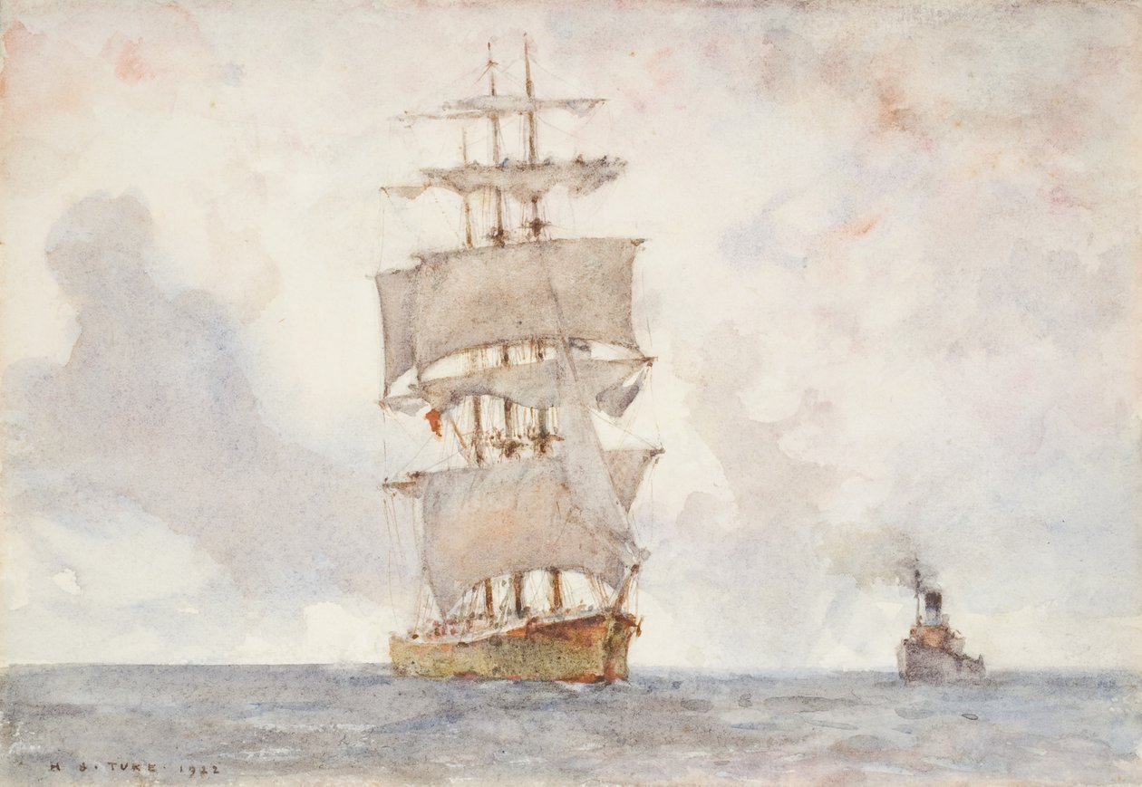 Barque and Tug, 1922 de Henry Scott Tuke