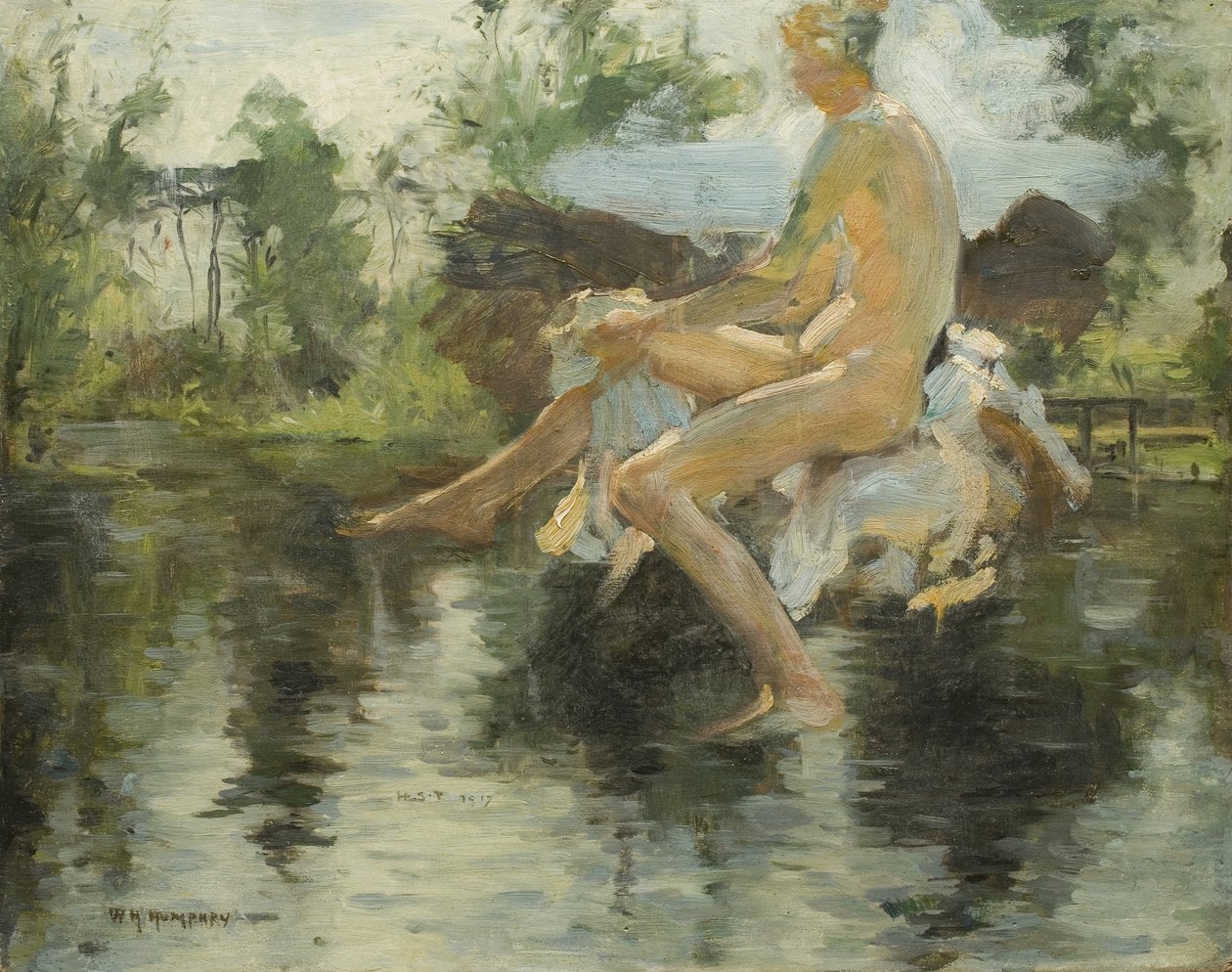 Esboço de um menino sentado, 1917 de Henry Scott Tuke