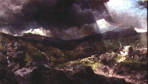 Galês, montanha, cena de Henry Bright