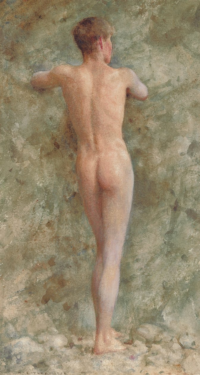 Um nu masculino em pé, 1914 de Henry Scott Tuke