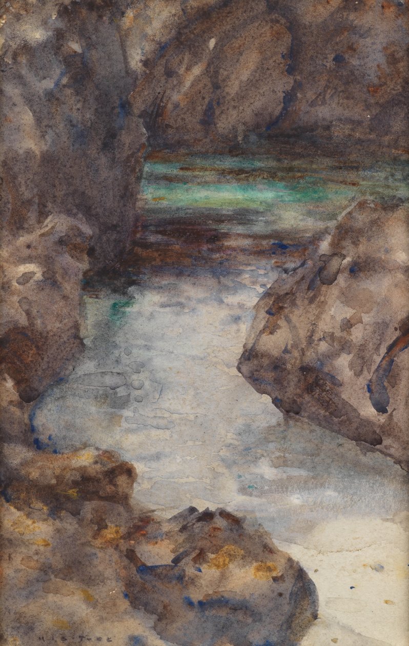 Enseada (Aquarela) de Henry Scott Tuke