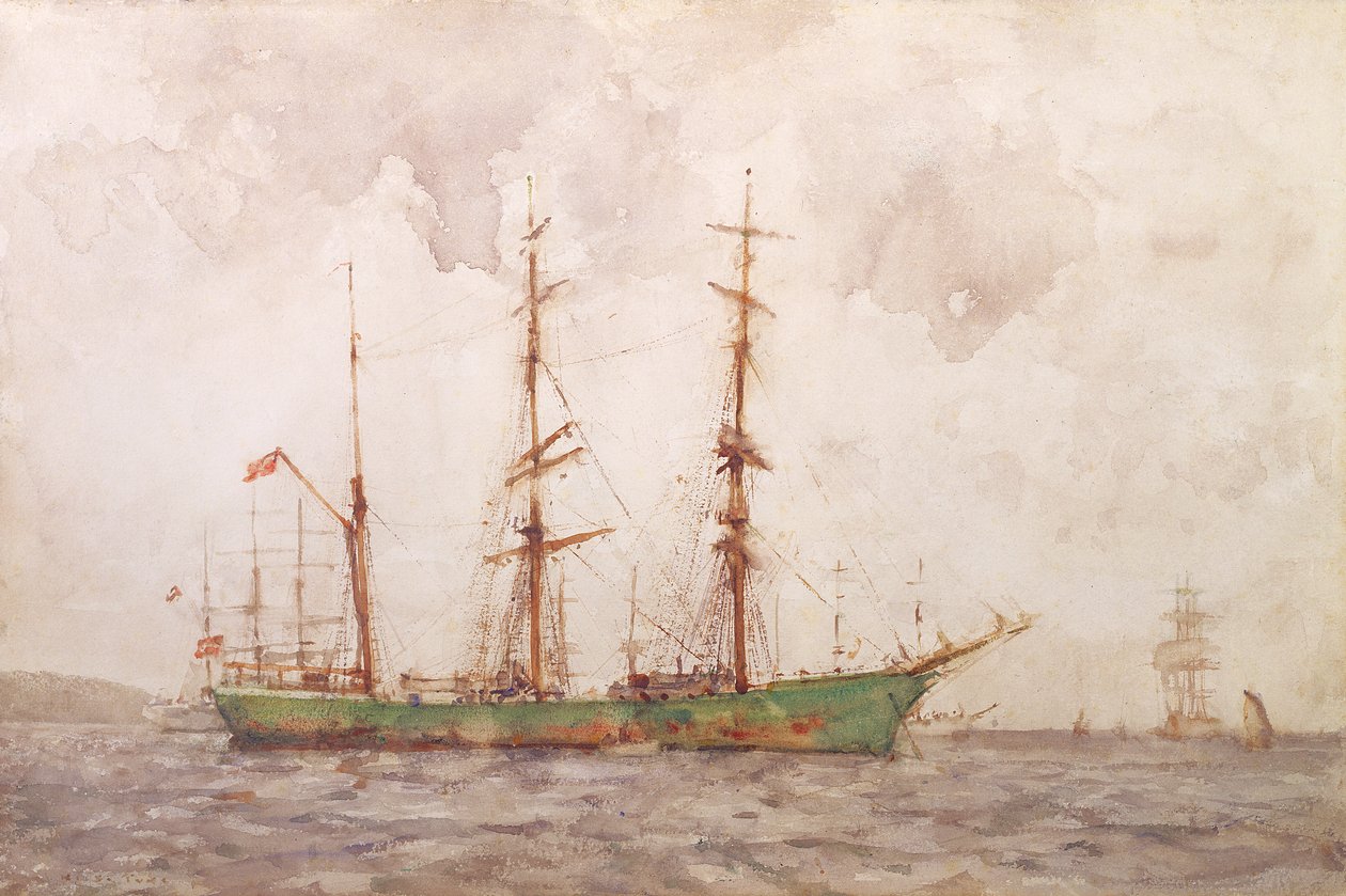 Barque dinamarquês, porto de Falmouth de Henry Scott Tuke