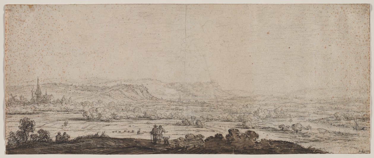 Paisagem com a vila de Schenkenschanz, Gelderland de Herman Saftleven