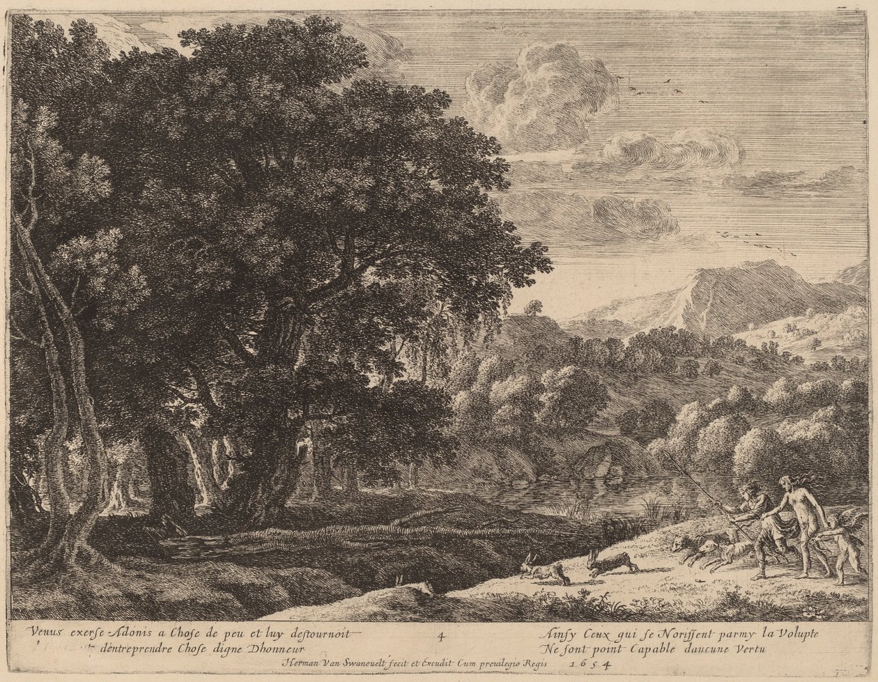 Caça Vênus e Adônis de Herman van Swanevelt