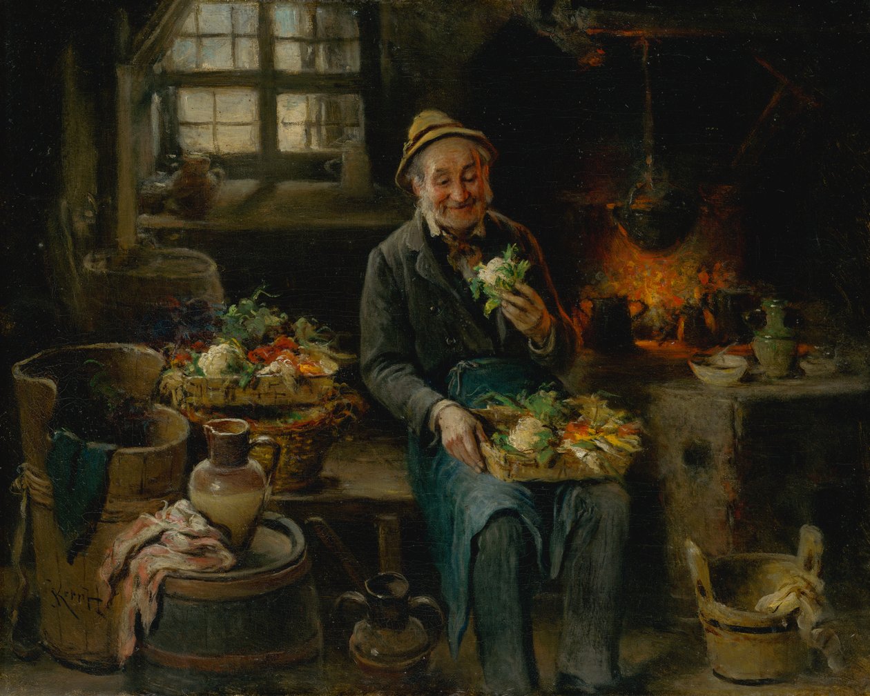 Velho na cozinha, 1875. de Hermann Kern