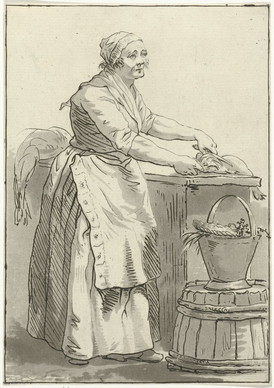 mulher de limpeza de peixe de Hermanus Fock