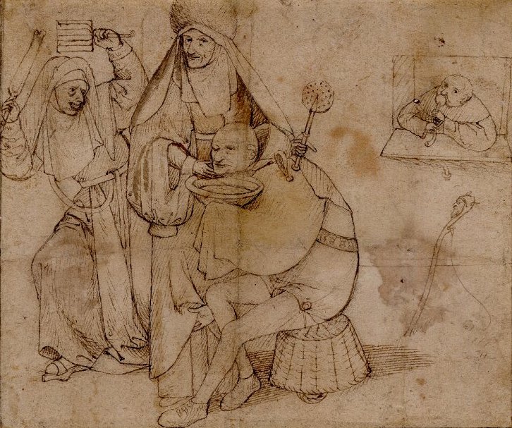 Uma cena de barbeiro cômico de Hieronymus Bosch
