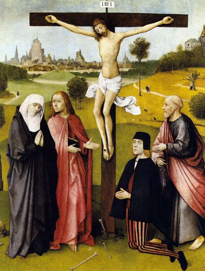 Crucificação com um doador de Hieronymus Bosch