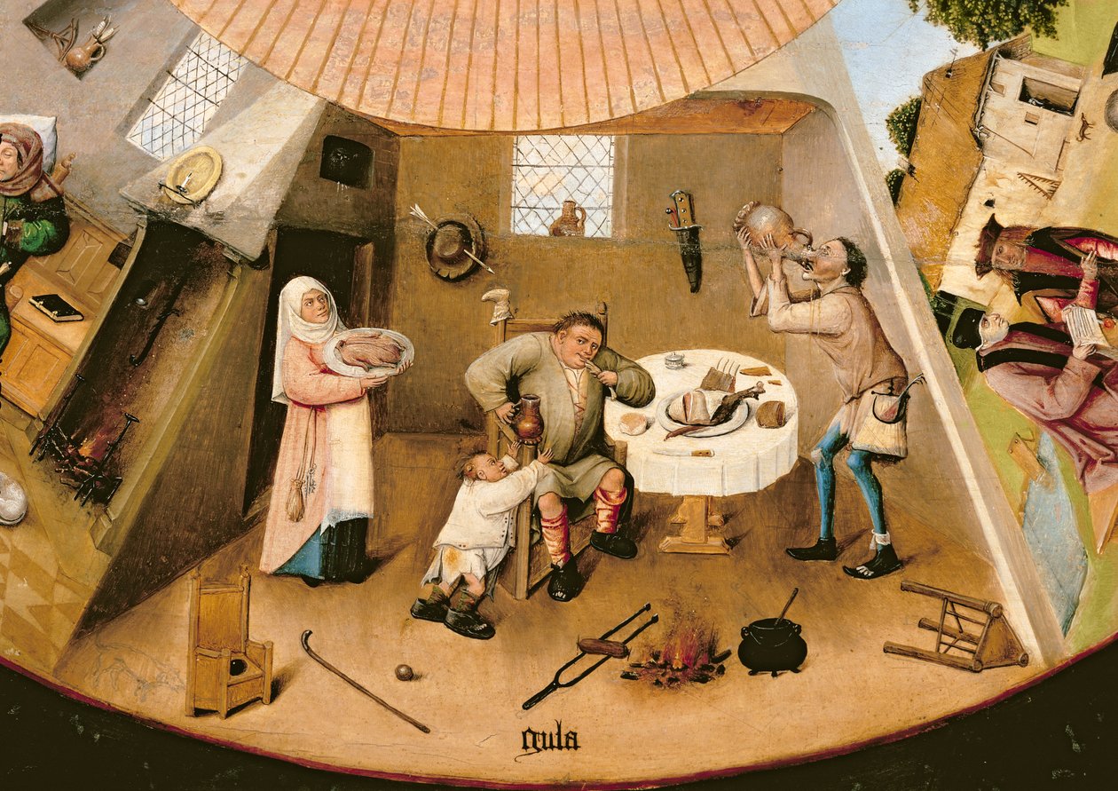 Gula, detalhe da Tabela dos Sete Pecados Mortais e das Quatro Últimas Coisas, c.1480 (ver também 169586) de Hieronymus Bosch