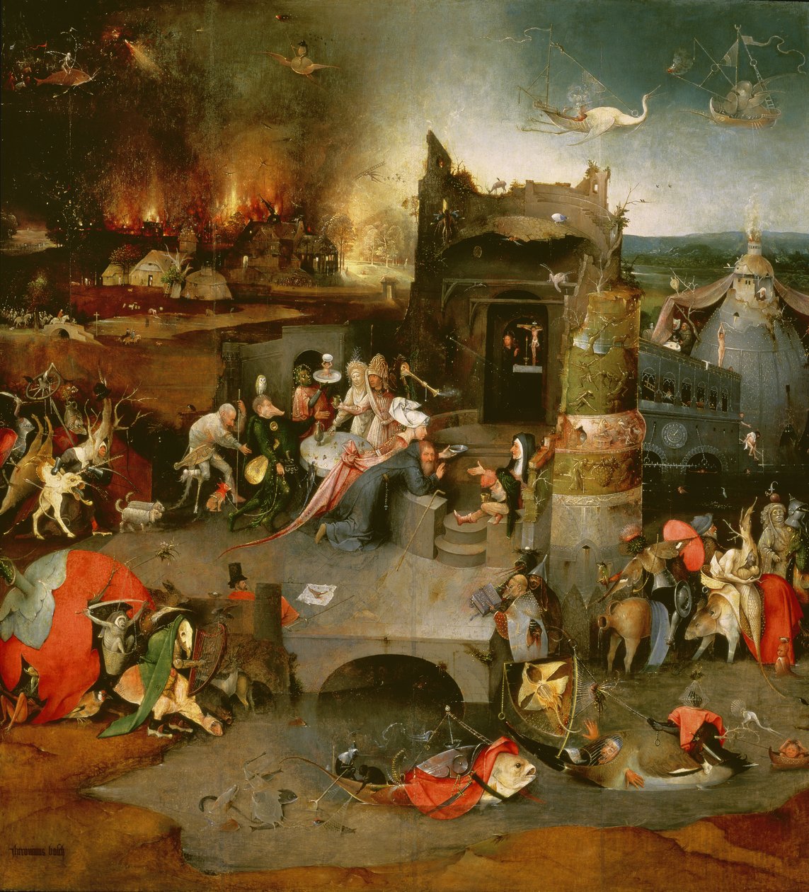 Tentação de Santo Antônio (painel central) (detalhe de 59834) (ver também 35965, 44162, 59834, 67838, 67839 e 29108), de Hieronymus Bosch