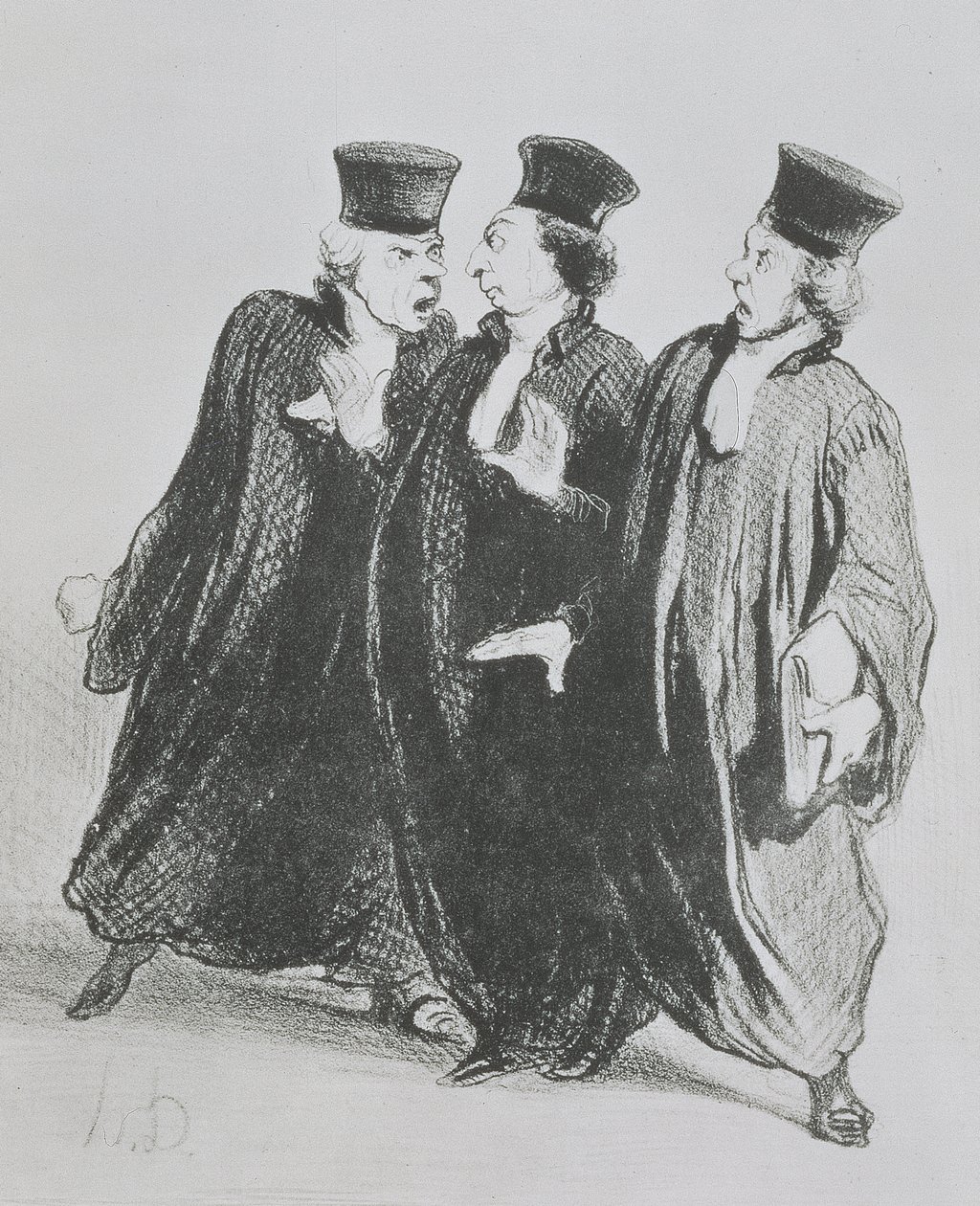 Uma disputa fora do tribunal, da série &39;Les Gens de Justice&39; c.1846 (carvão sobre papel) de Honoré Daumier
