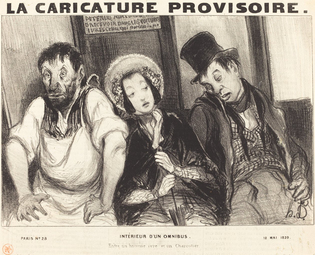 Interior de um ônibus de Honoré Daumier