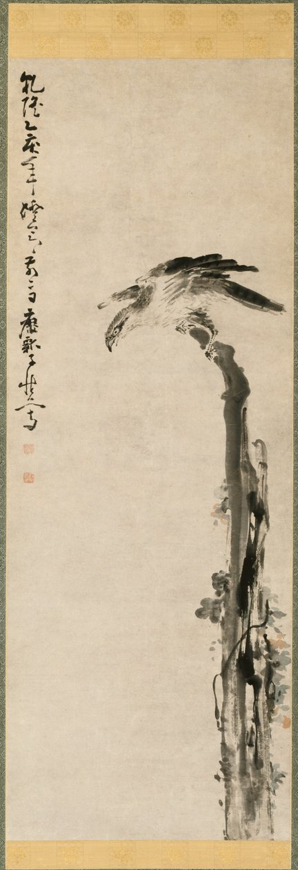 Águia em um tronco de árvore de Huang Shen