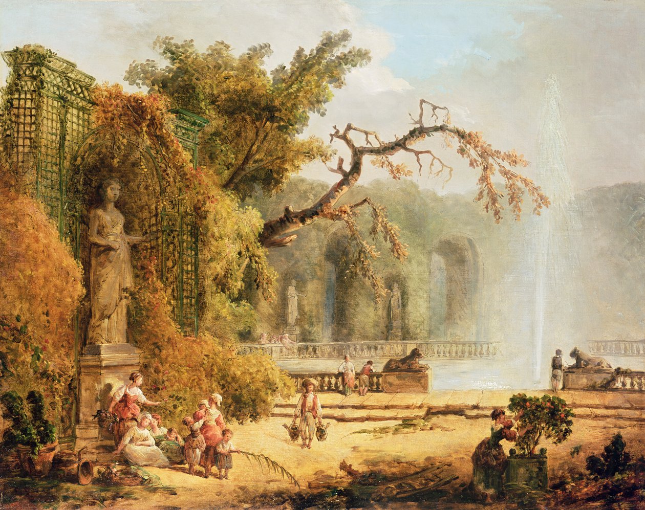 Cena do jardim romântico de Hubert Robert