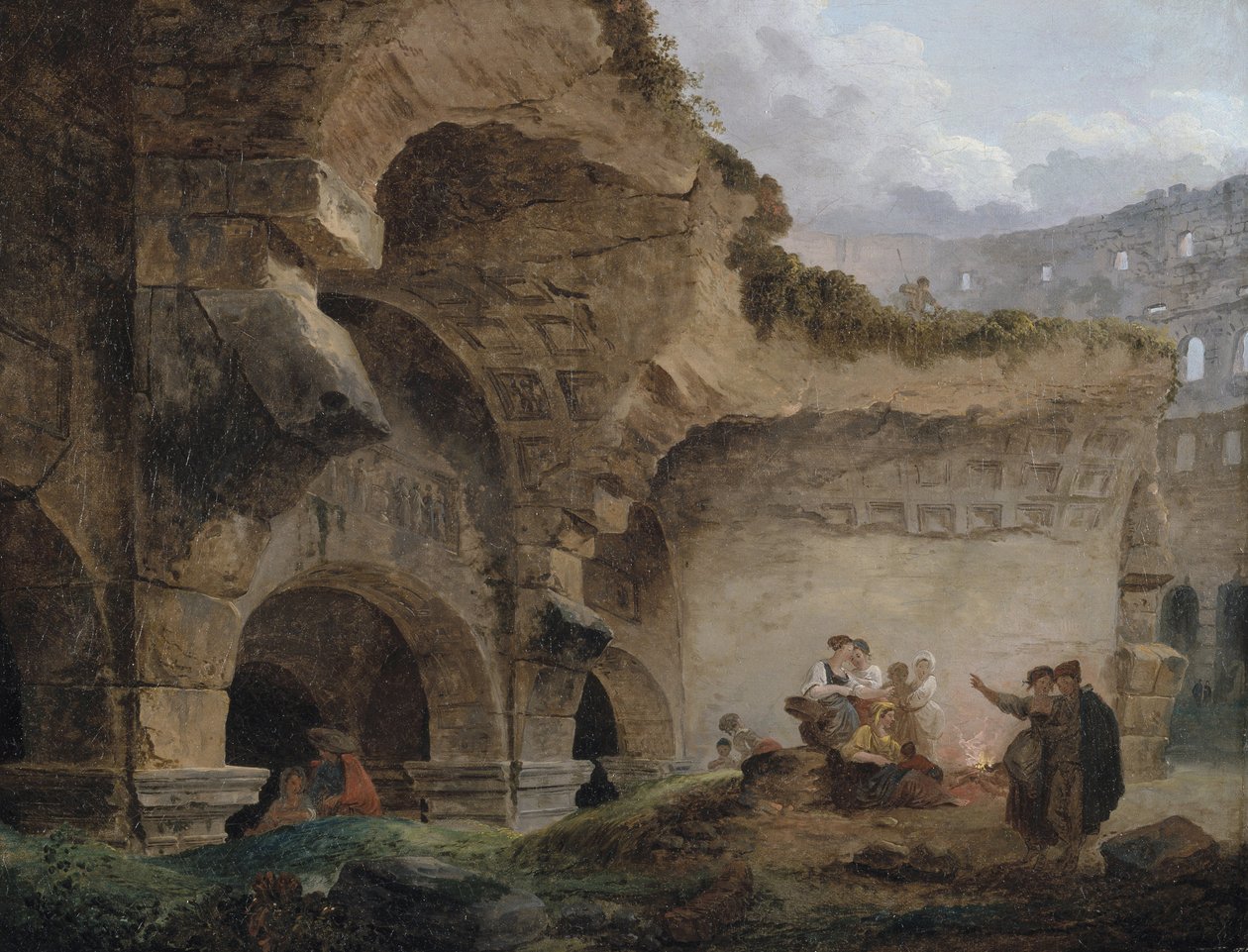 Lavadeiras nas Ruínas do Coliseu de Hubert Robert