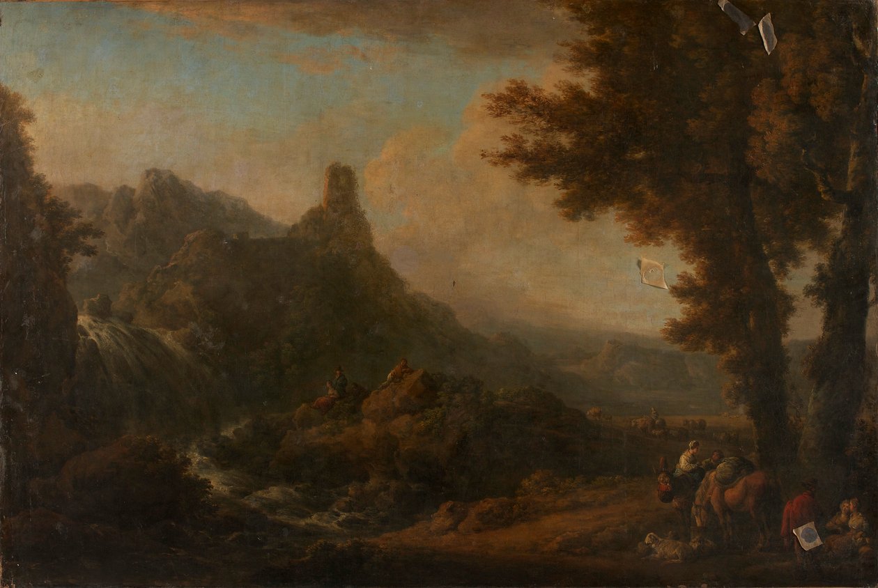 Paisagem com cascata de Ignaz Du Vivier