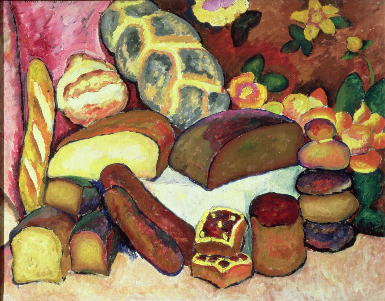 Ainda vida com pães de Ilya Ivanovich Mashkov