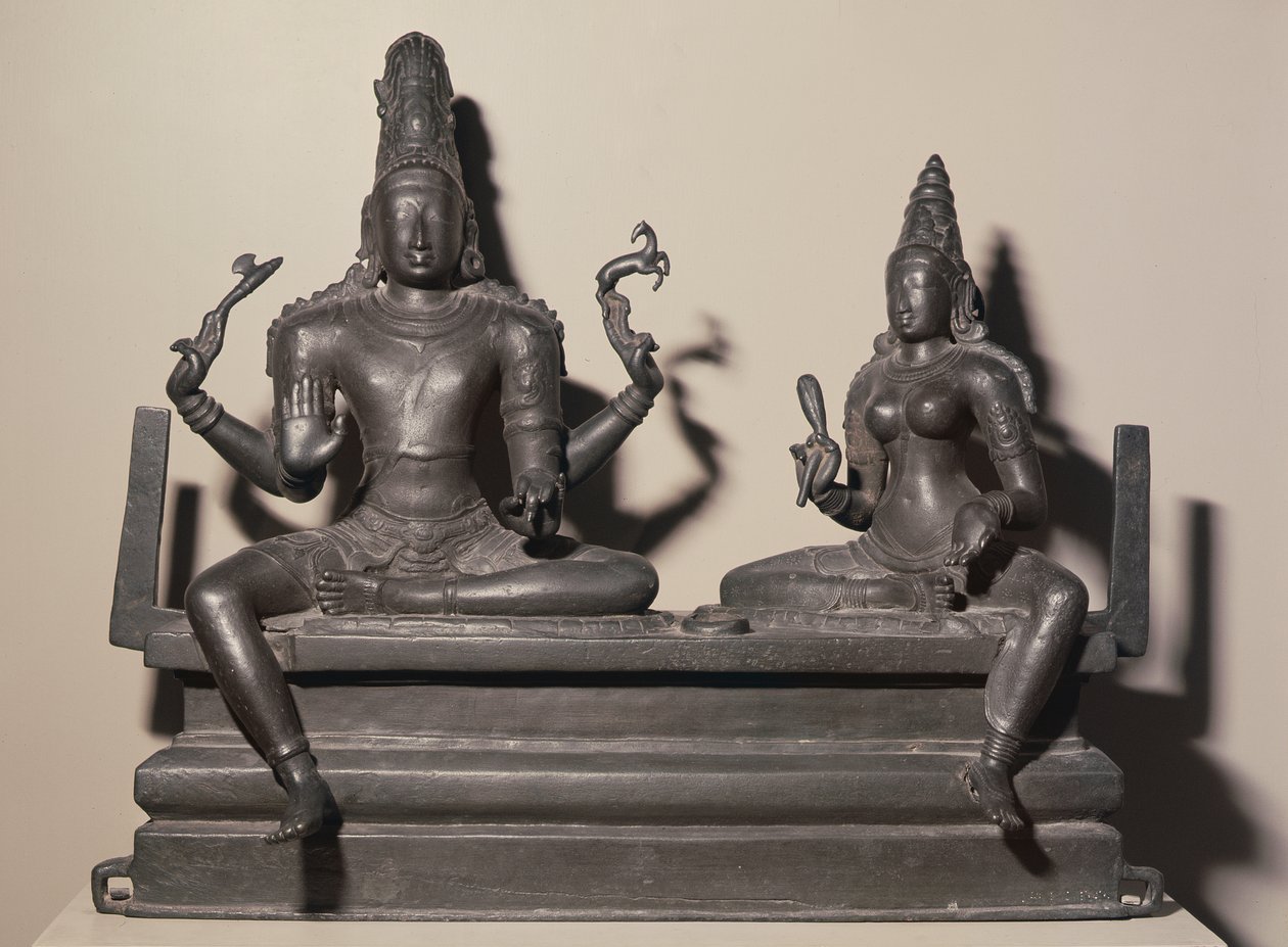 Shiva e Parvati, Chola Dynasty, c.846 (bronze) de Indian School