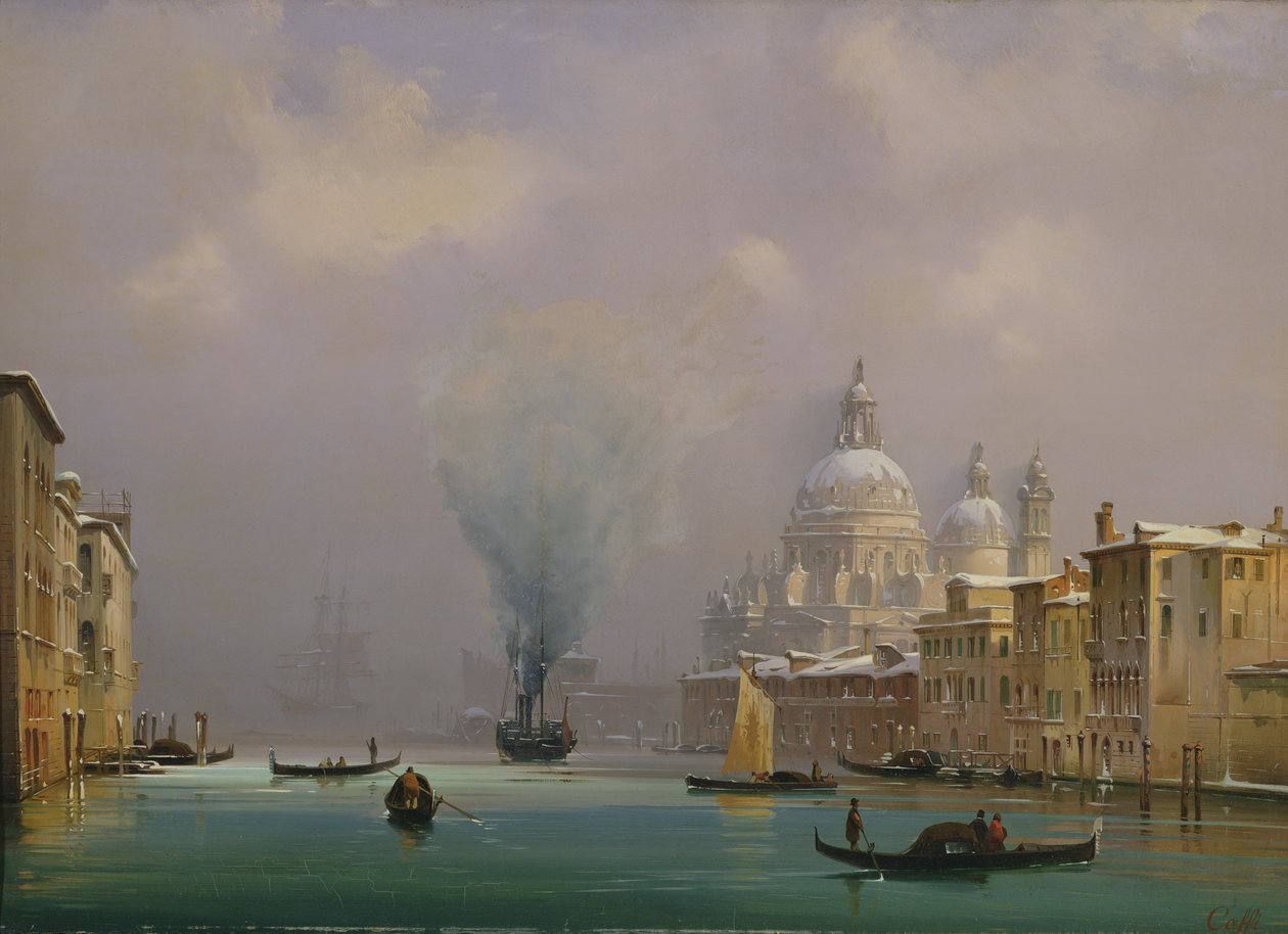 Veneza sob a neve, c.1840 de Ippolito Caffi