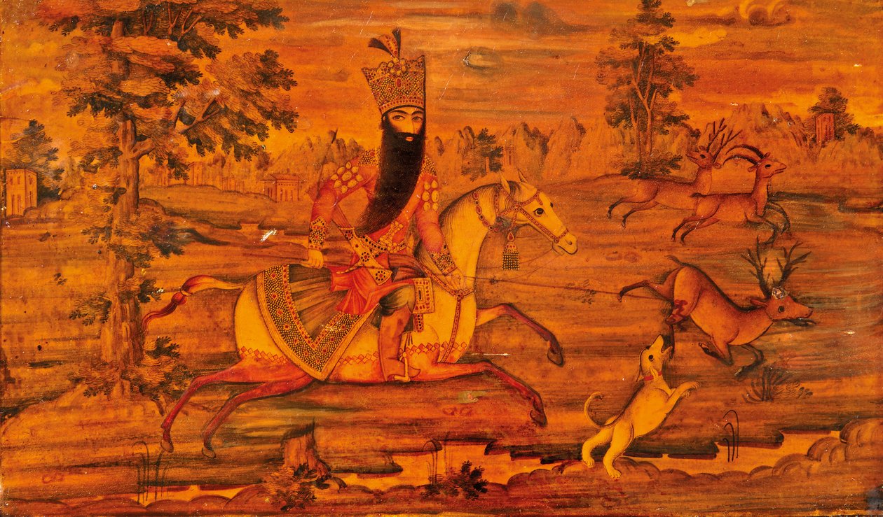 Detalhe de um caixão Qajar de Iranian School
