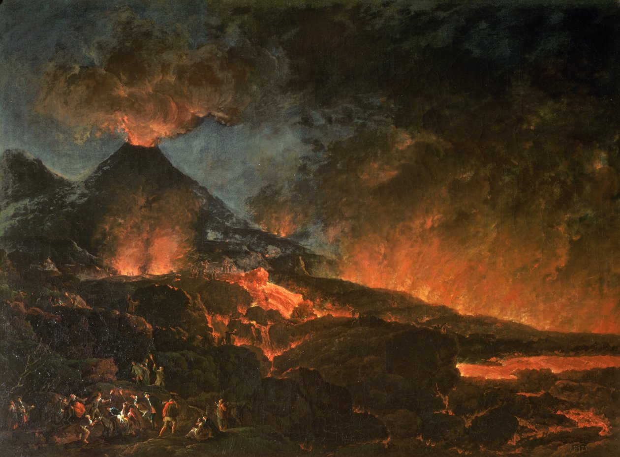 Vesúvio em erupção de Italian School