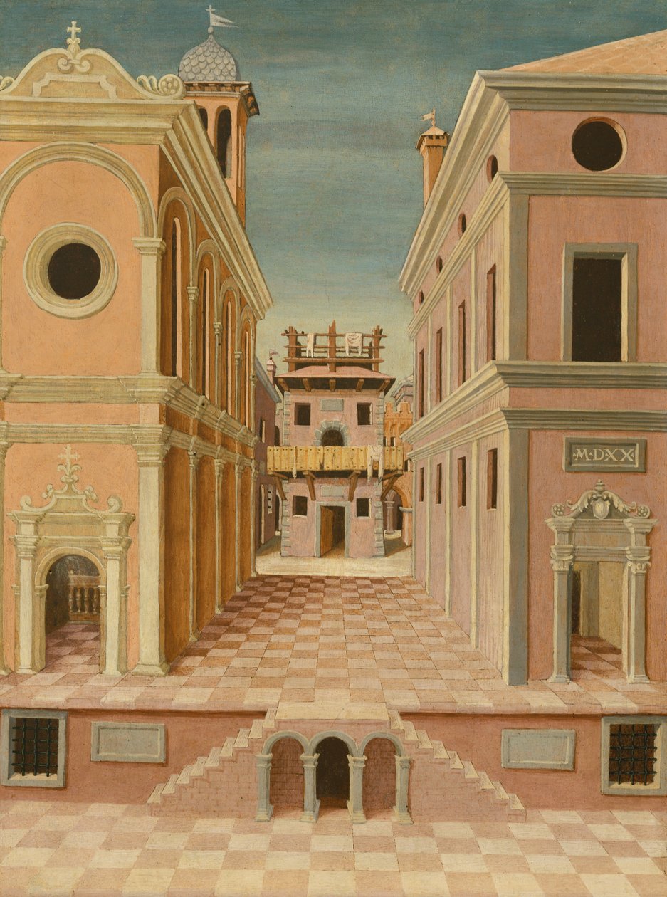 Vista da cidade (pintura) de Italian School