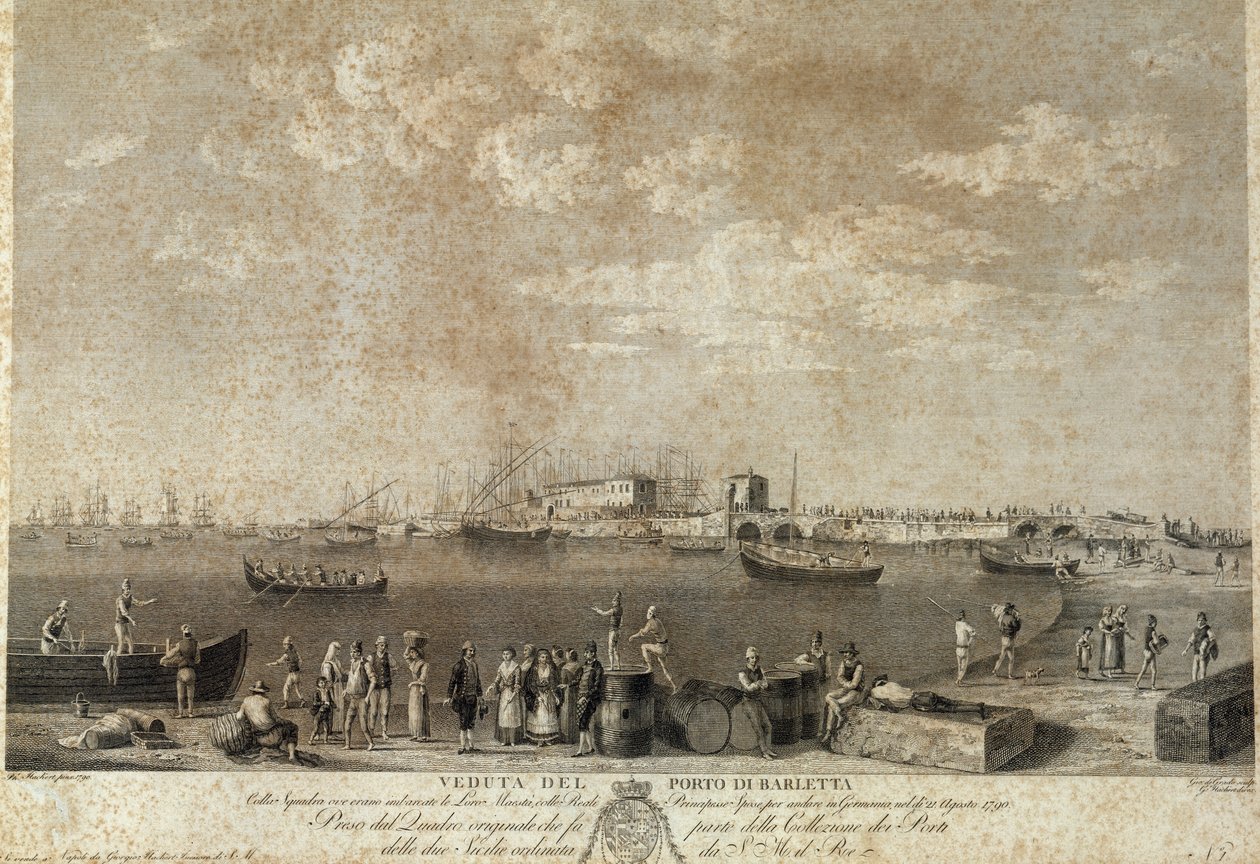 Vista do porto de Barletta de Italian School