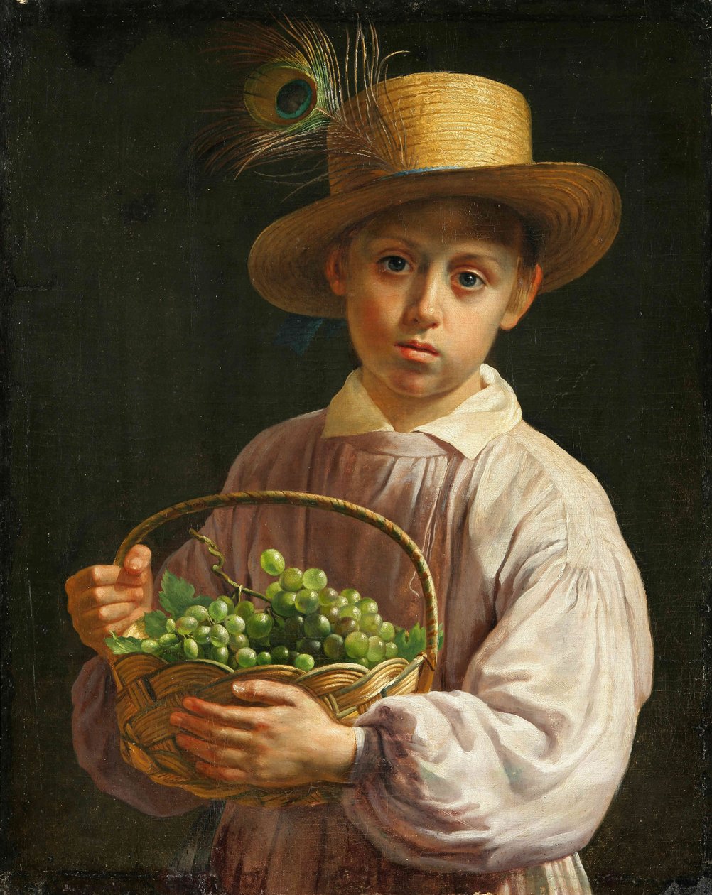 Menino, com, chapéu palha de Ivan Khrutsky