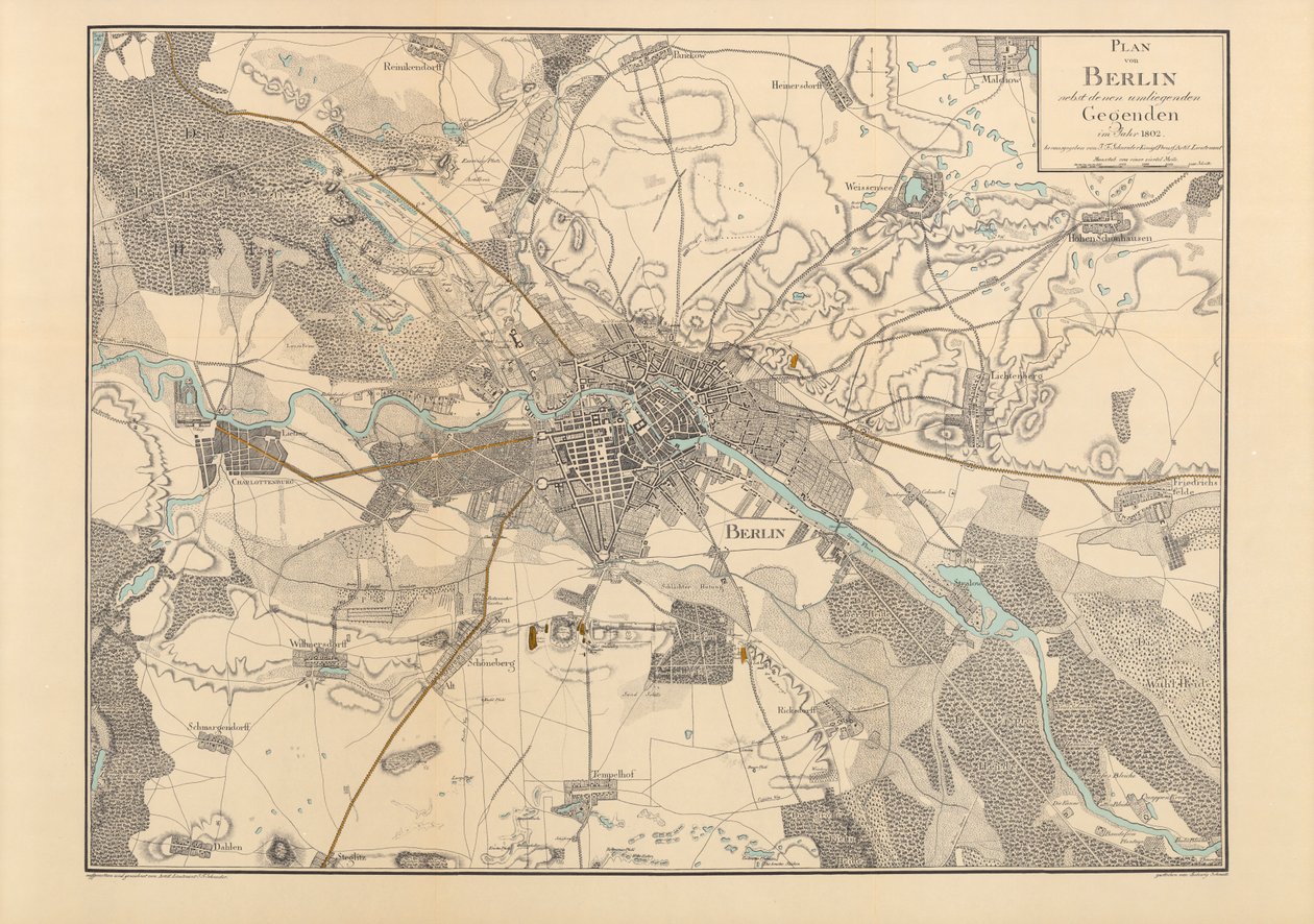 Mapa de Berlim, 1802 de F. Schneider