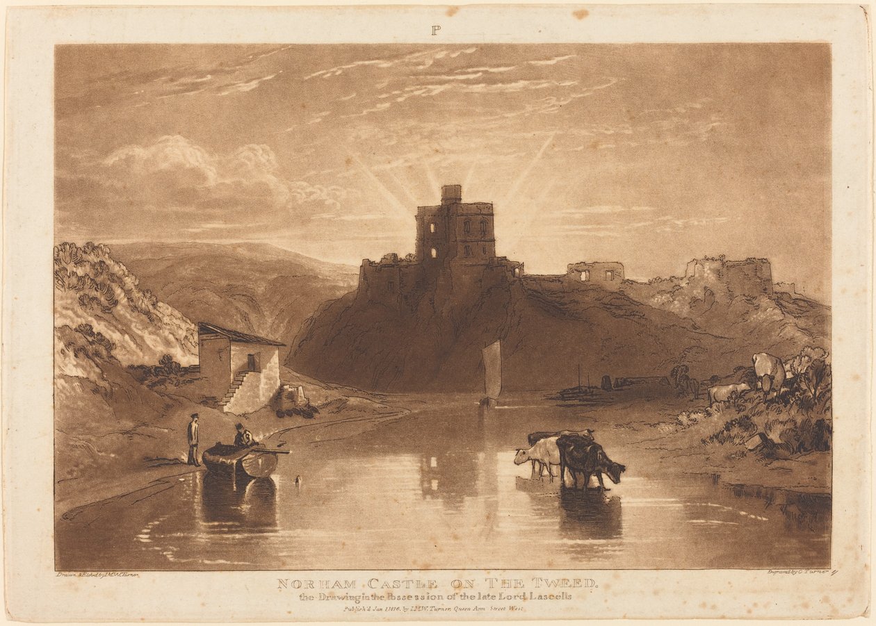 Castelo Norham, publicado em 1816. de Joseph Mallord William Turner