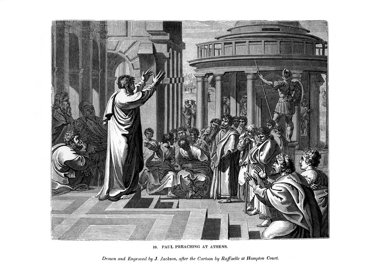 Paulo pregando em Atenas, 1843. de J. Jackson