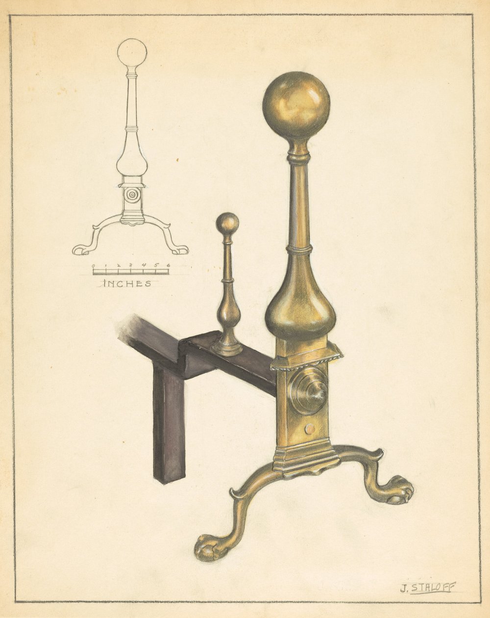 Andiron (um dos pares) de Jack Staloff