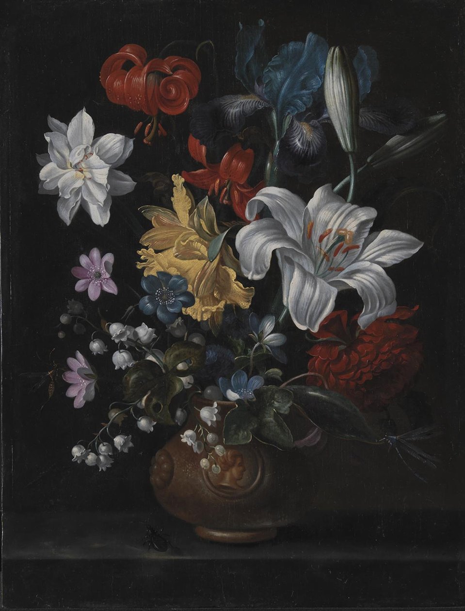 Jarra de grés com flores de Jacob Marrel