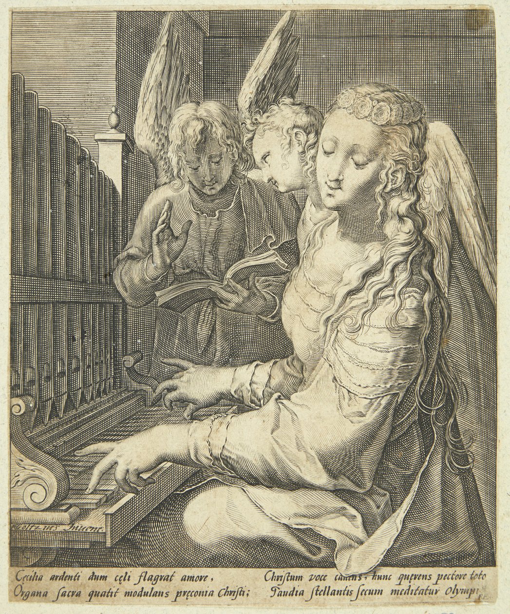 Santa Cecília tocando órgão de Jacob Matham