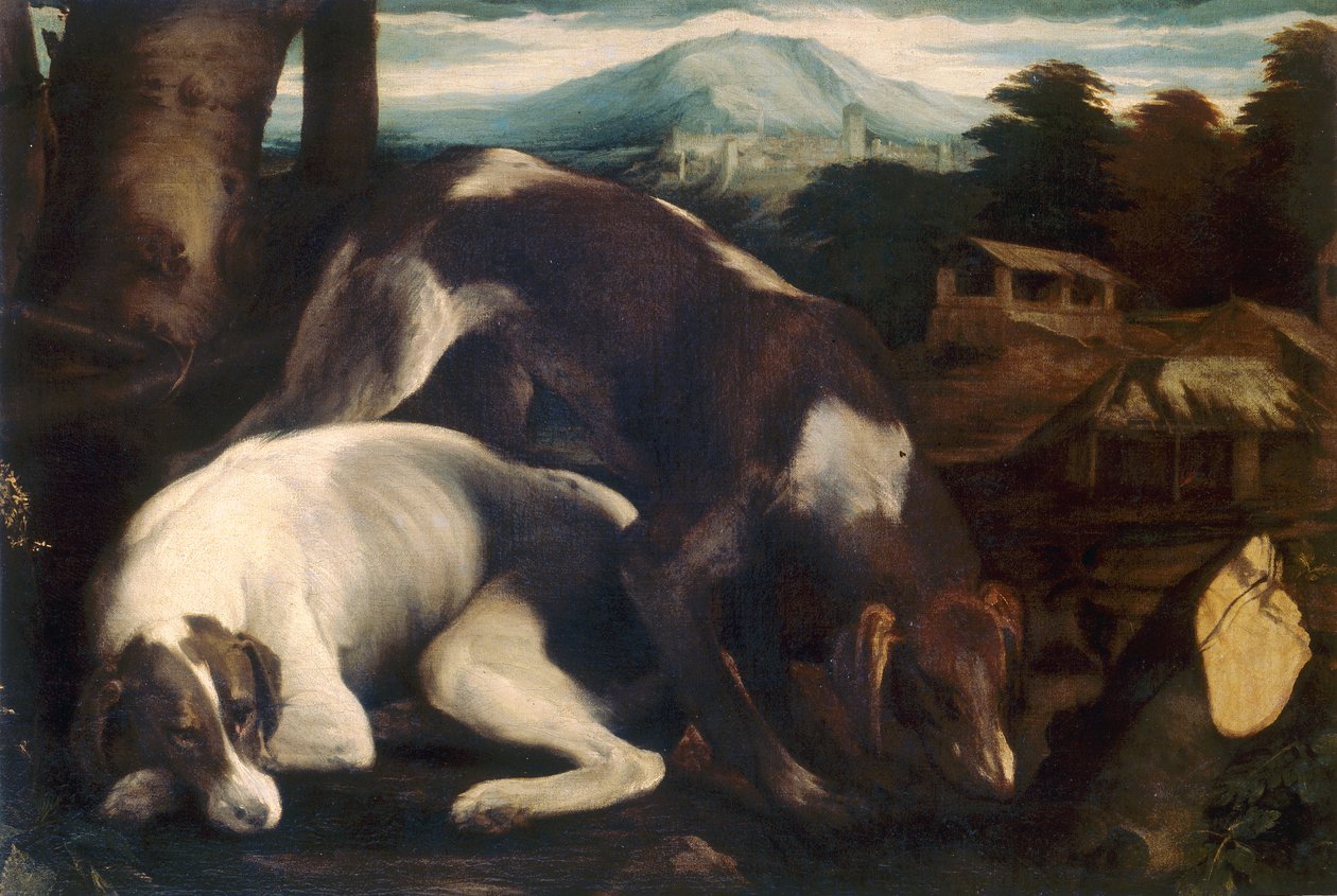 Dois cachorros de Jacopo Bassano